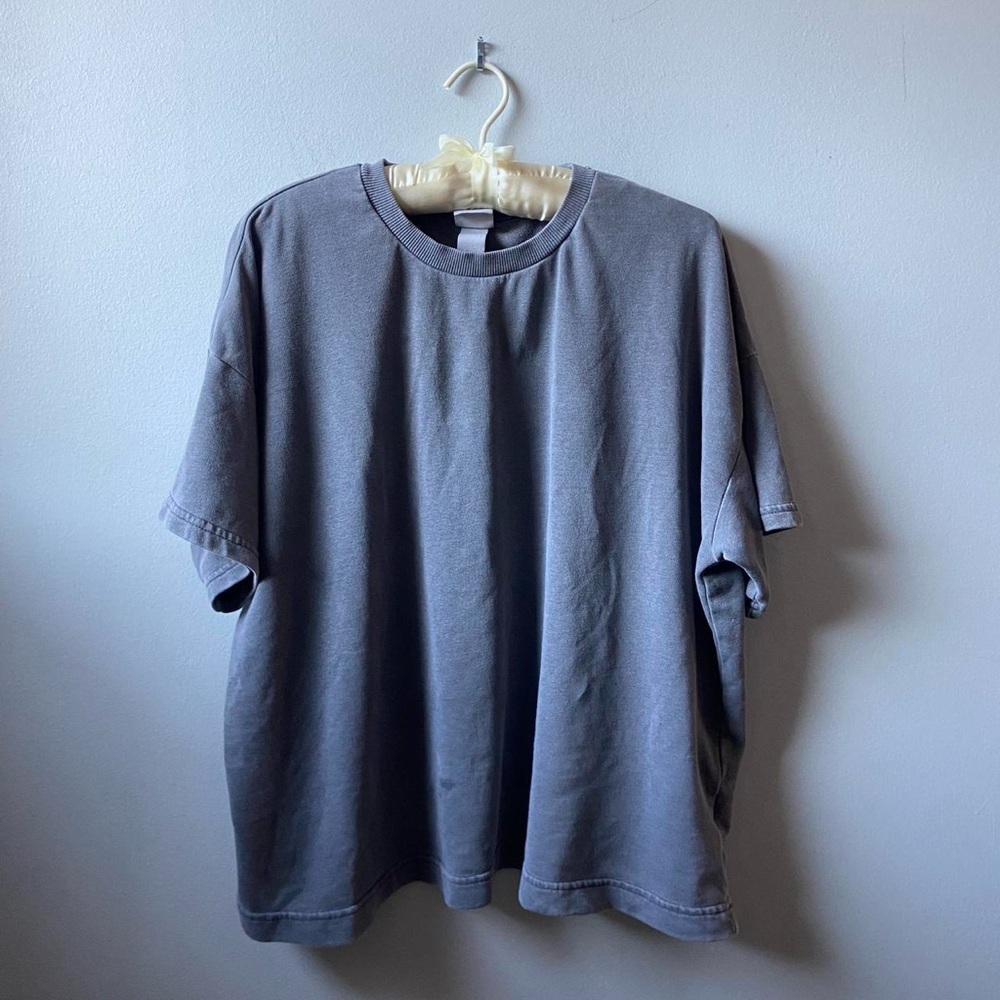 Super thick Blue gray casual streetwear baggy boxy t-shirt 🔥